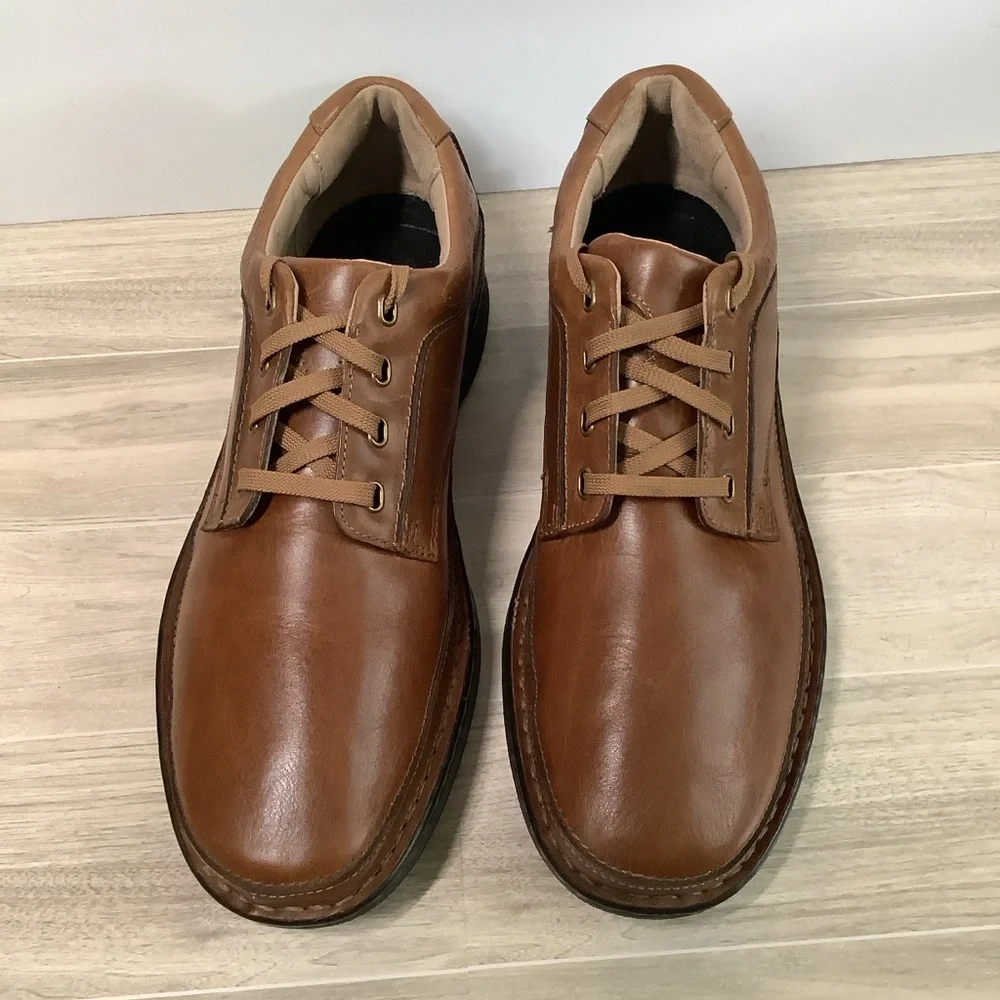 DREW Men NEW Leather Comfort Shoe 13M Toledo Orthopedic Lace Up Brown NO INSOLES